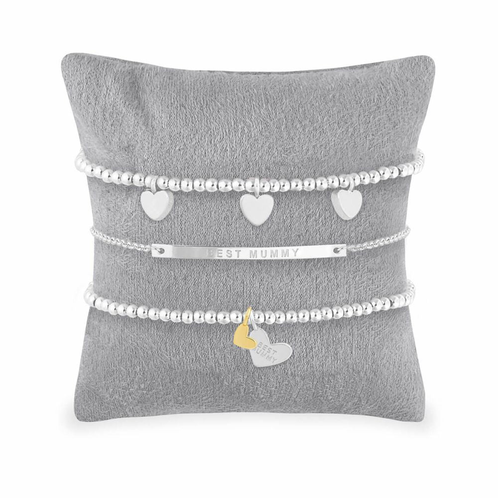 Occasion Gift Box | Best Mummy | Silver | Bracelets | X2 Bracelet 17.5cm Stretch X1 Bracelet 19cm Adjustable