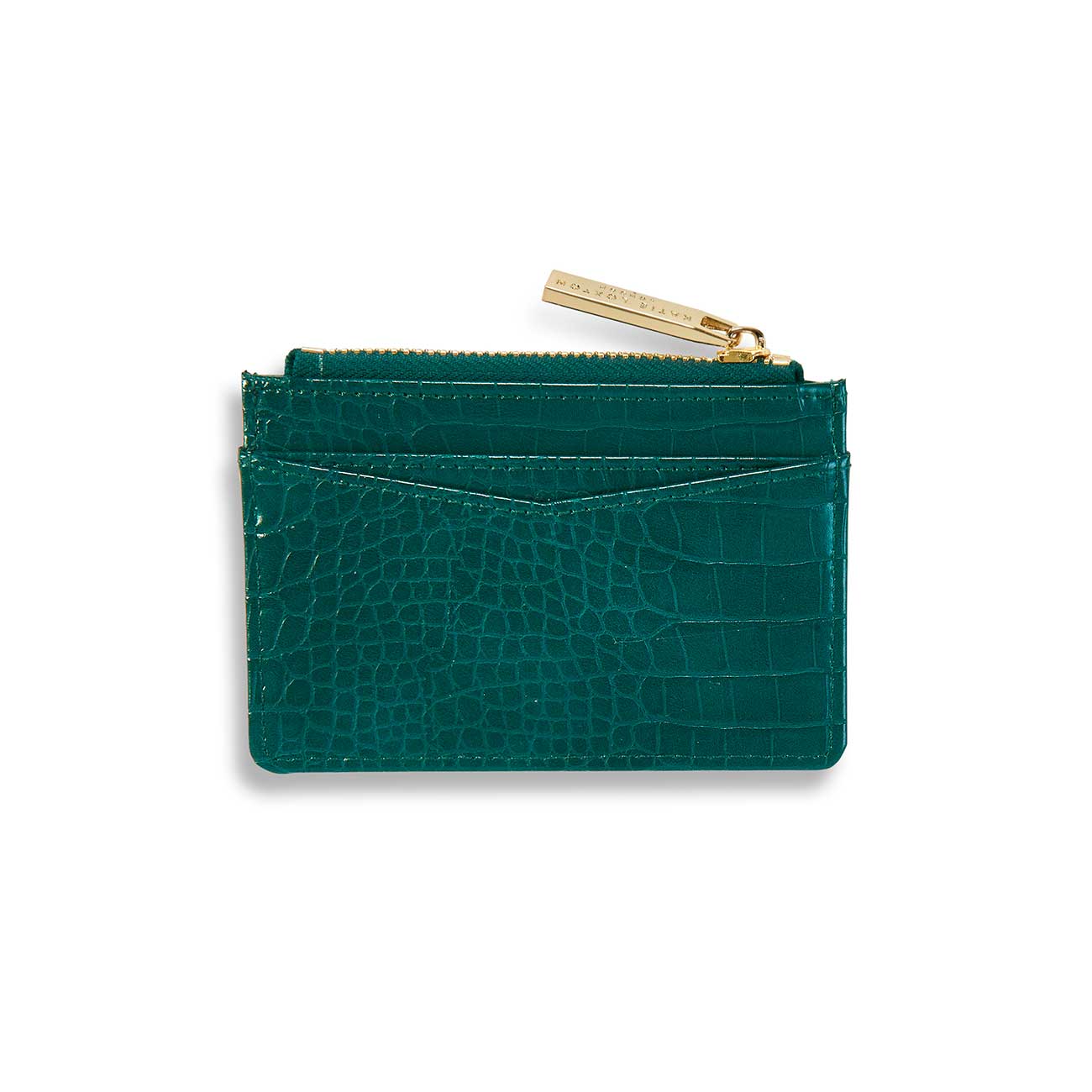 Celine Faux Croc Card Holder | Forest Green