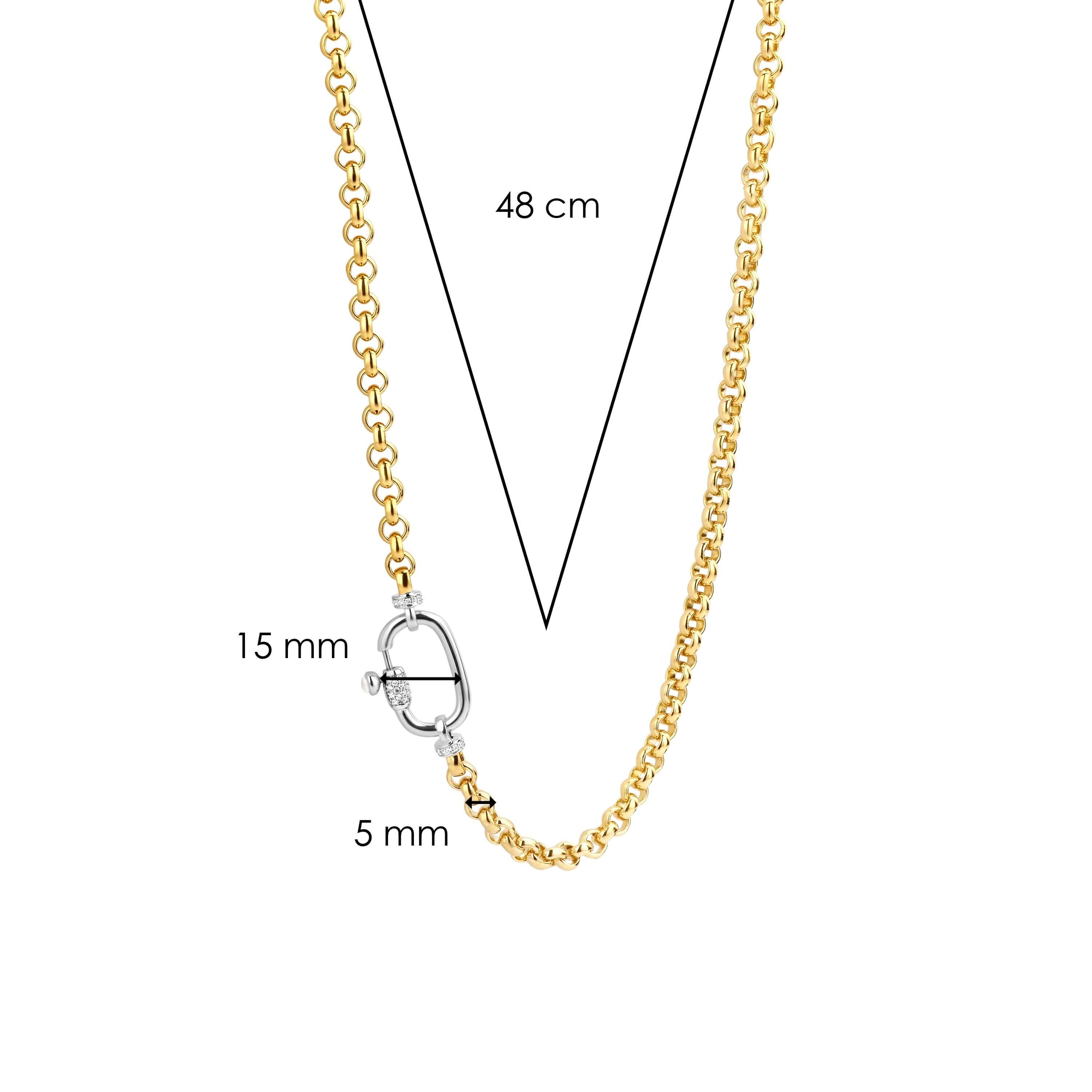 CZ & MOP Stones With Gold Plated Links Chain Necklace
