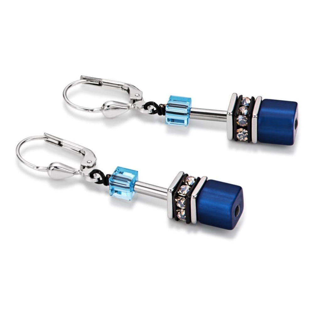 Blue/Beige Swarovski Geo Cube Earring