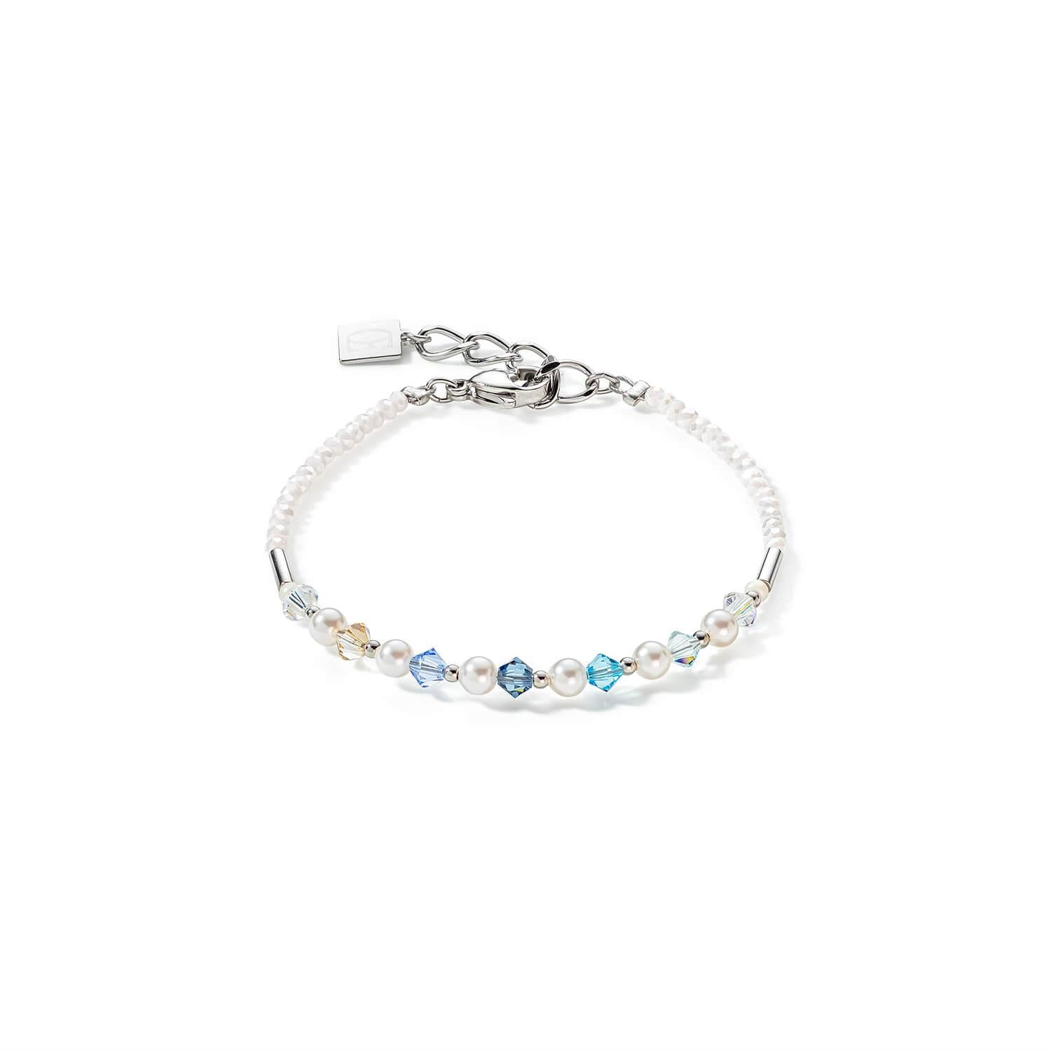 Silver Light Blue Princess Pearls Bracelet