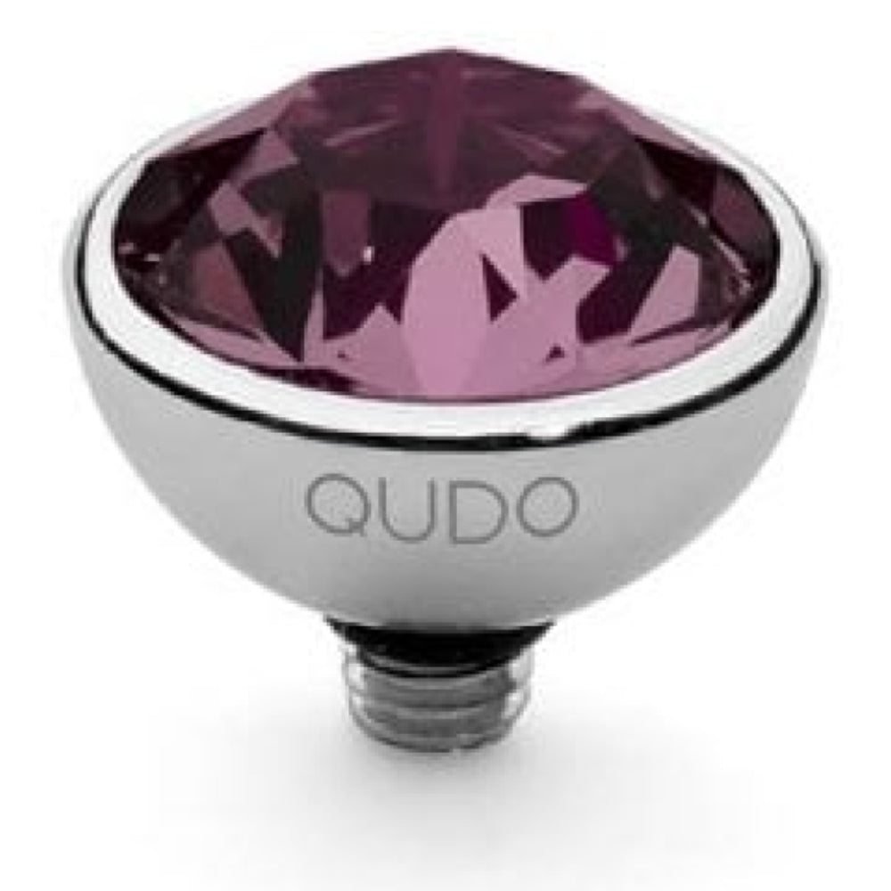 Famosa Silver 10mm Bottone Ring Top Amethyst