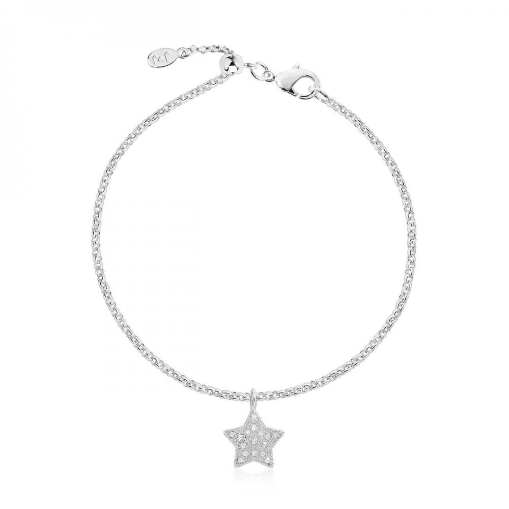 Bella Silver Pave Star Bracelet 19cm Adjustable