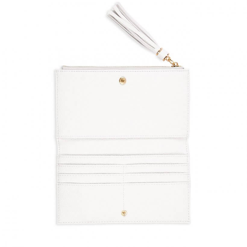 Sophia Tassel Fold Out Purse | White