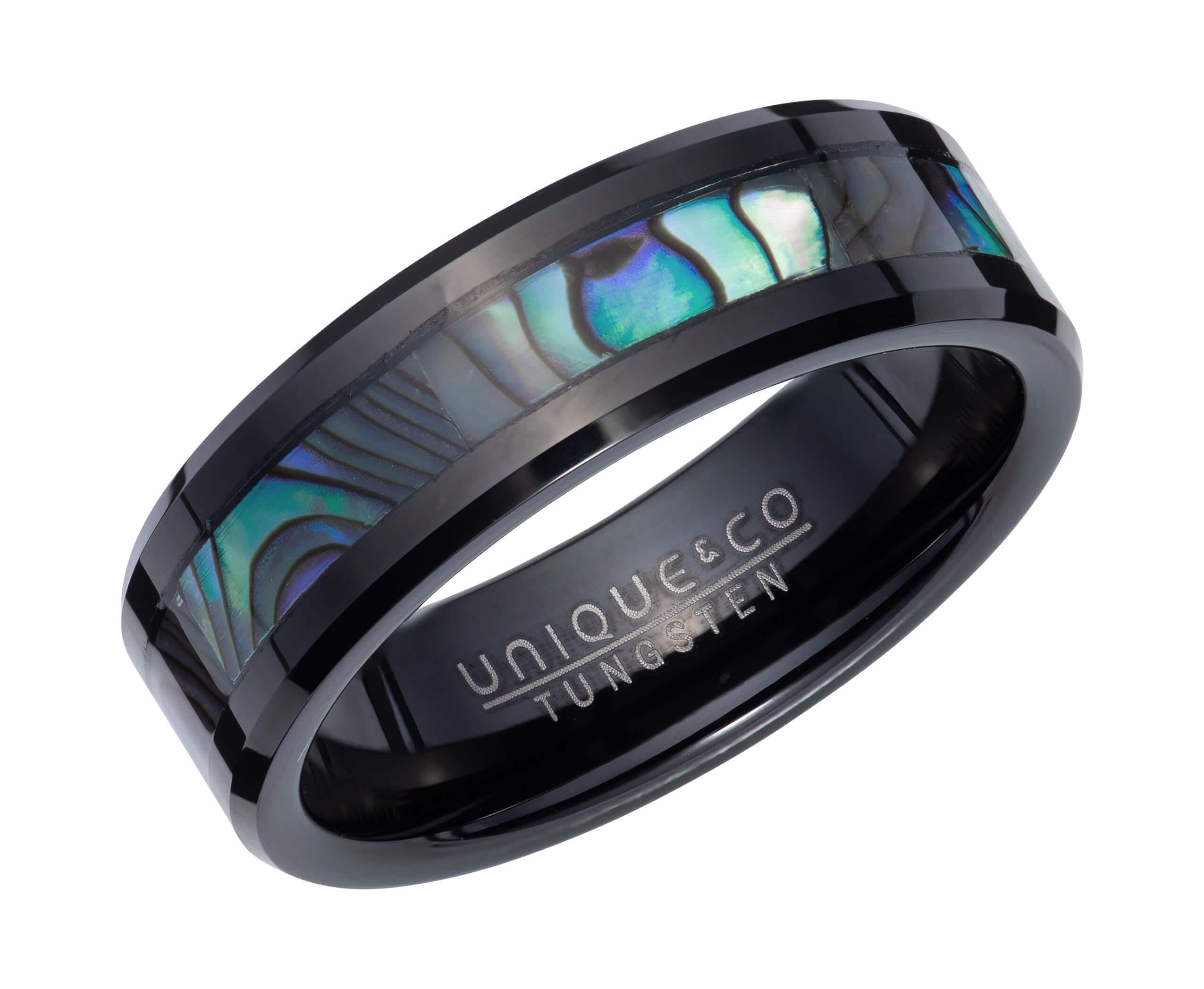 Black Carbon Fibre 8mm Tungsten Carbide Ring