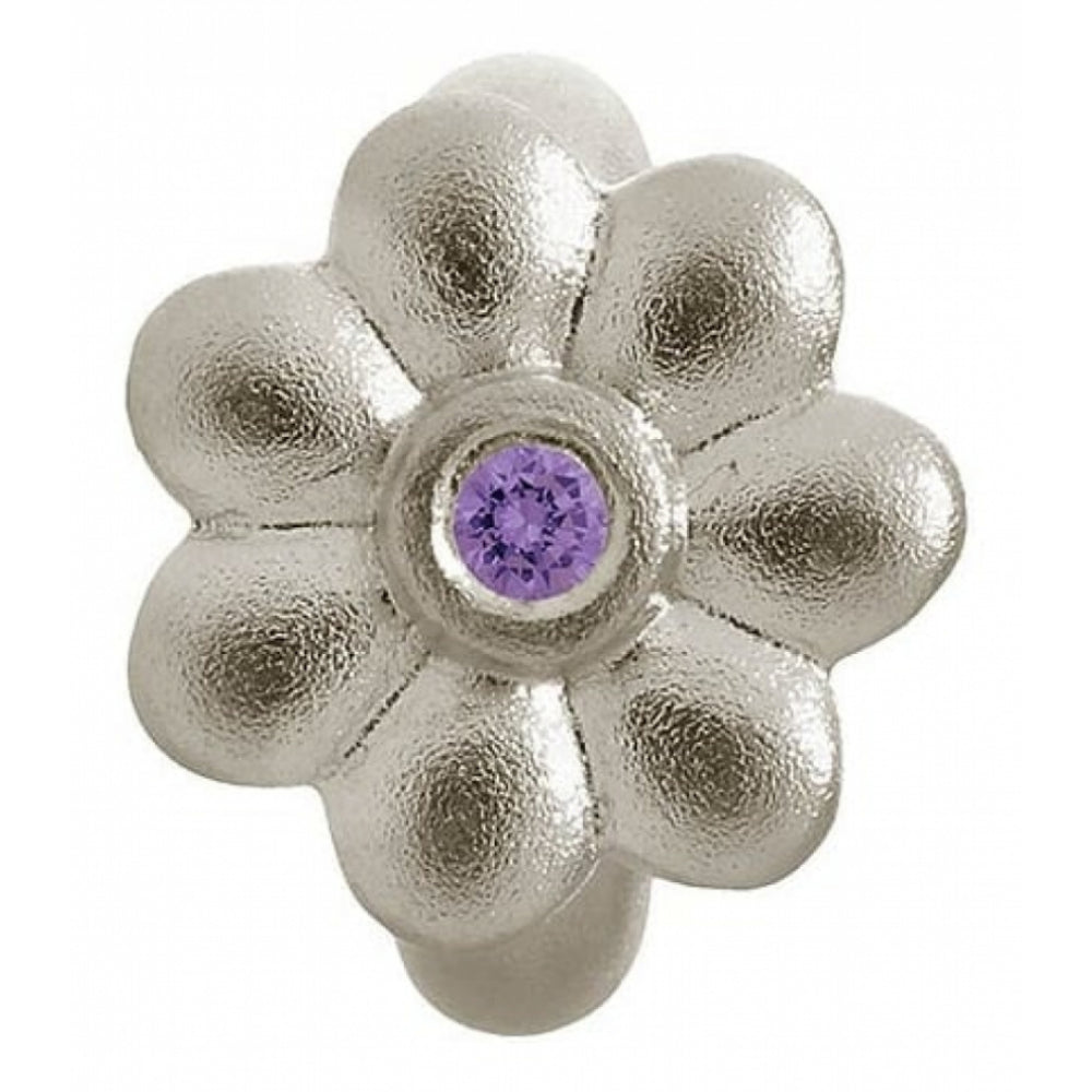 Sterling Silver Purple Stone Flower Charm