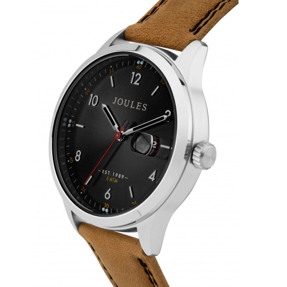 Tan Waterproof Leather Strap Black Sunray Dial Gents Watch