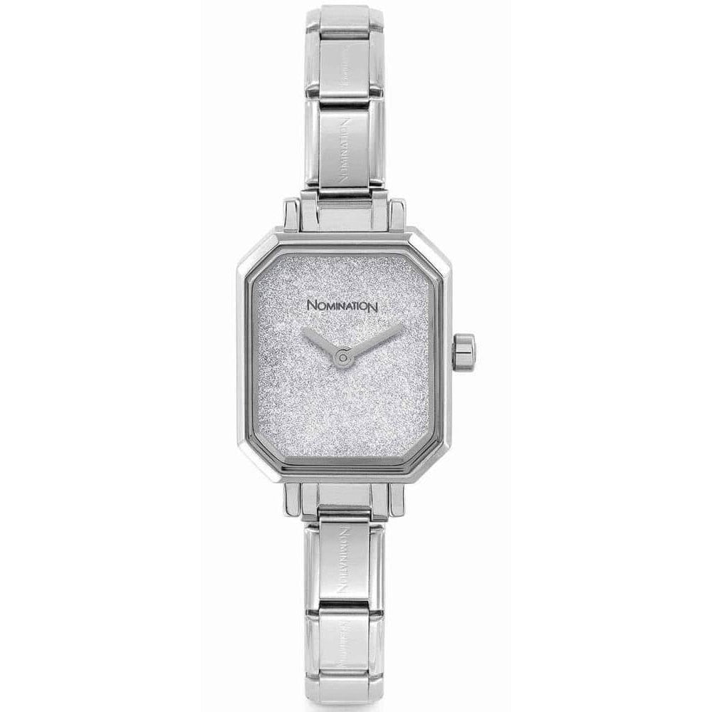 Paris Classic Rectangle Silver Glitter Dial Ladies Watch