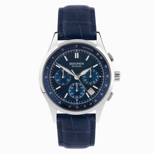 Racer Chronograph Blue Dial With Alloy Case & Blue Leather Strap Men's Watch