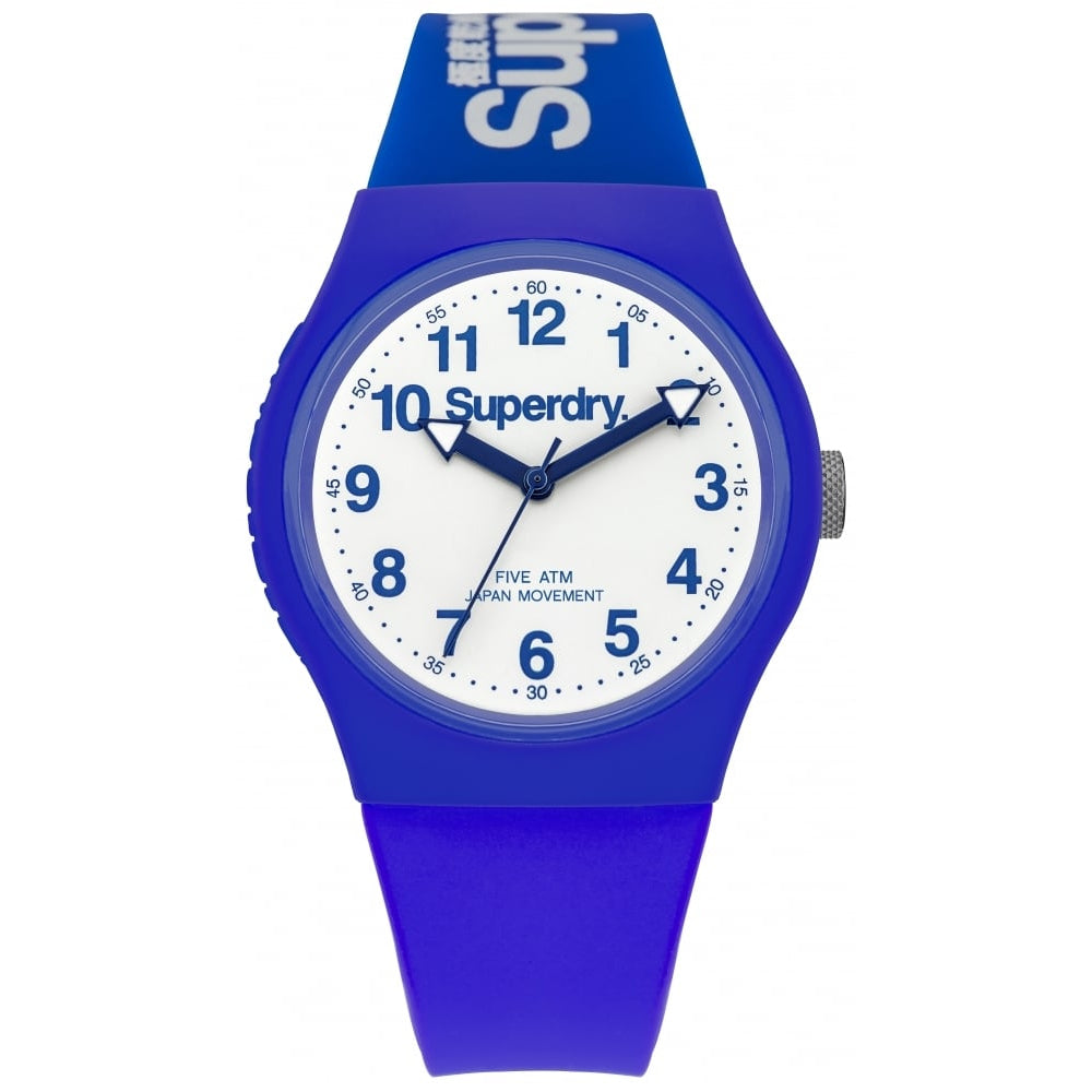 Urban Blue Silicone Strap Watch With White Dial