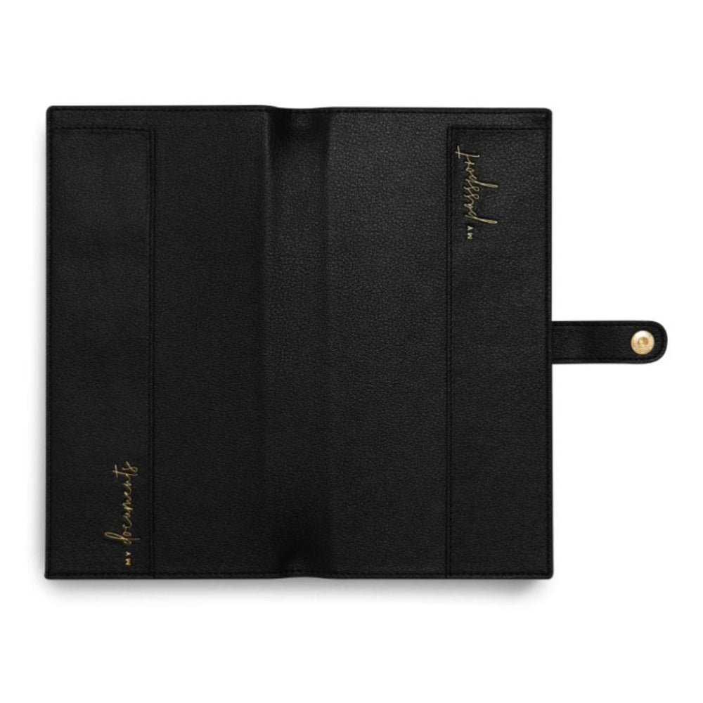 TRAVEL WALLET - EXPLORE DREAM DISCOVER - Black - 23x12cm