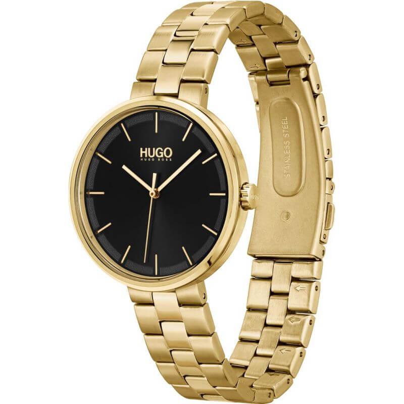 CRUSH Black Dial & Gold Tone Bracelet Strap Ladies Watch
