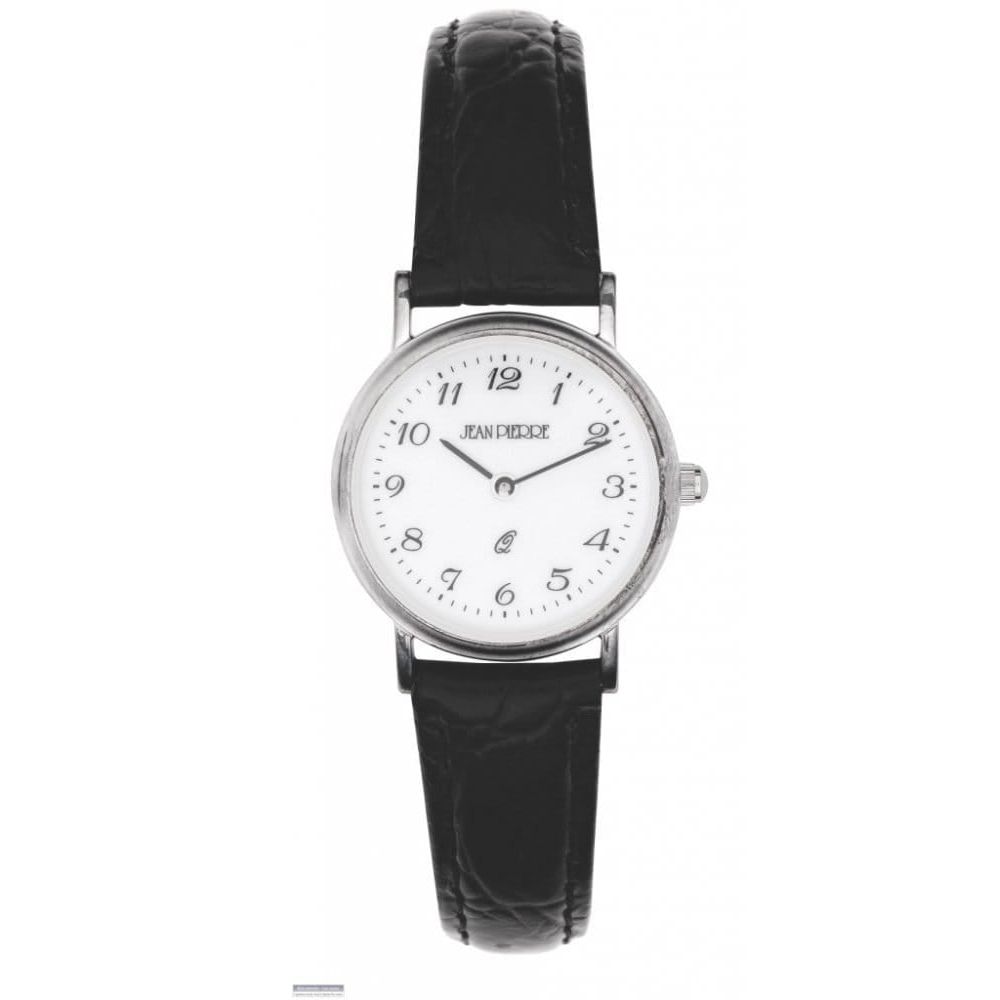 Ladies Sterling Silver Black Leather Adjustable Strap Watch