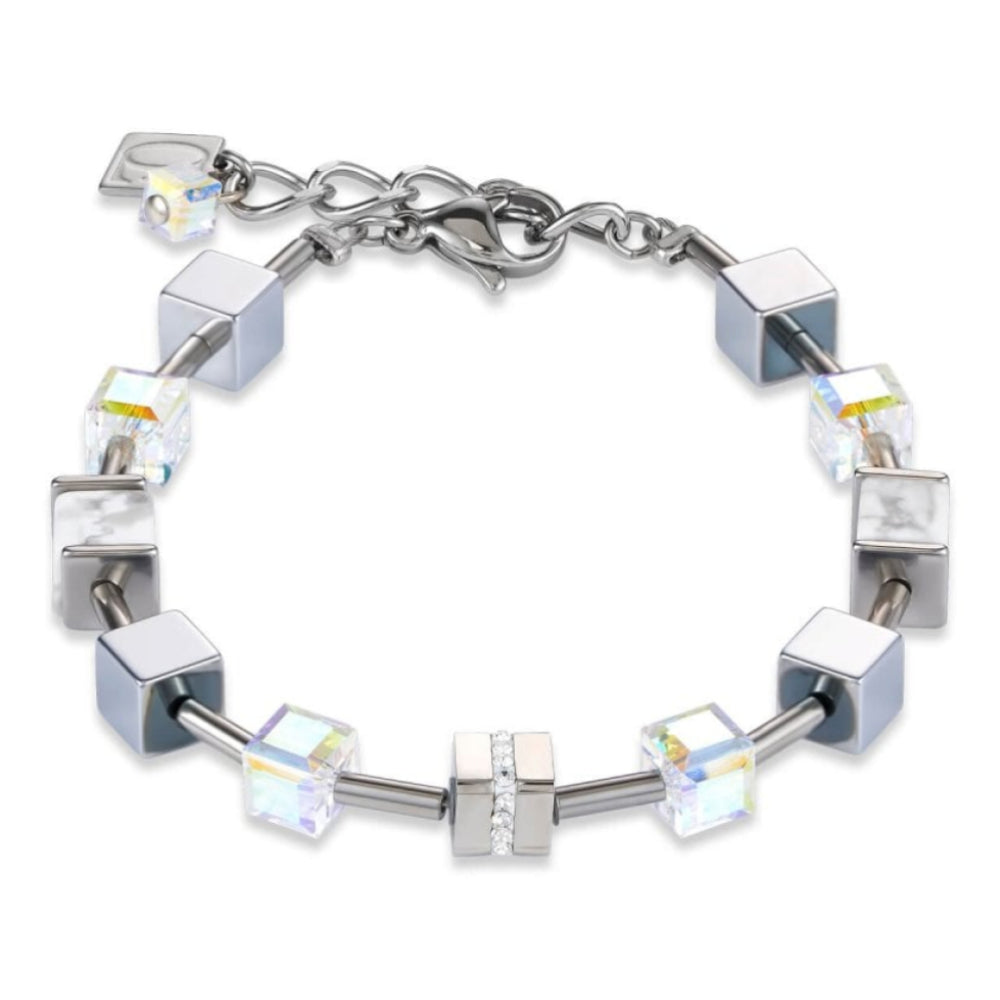 Silver-White Geo Cube Bracelet