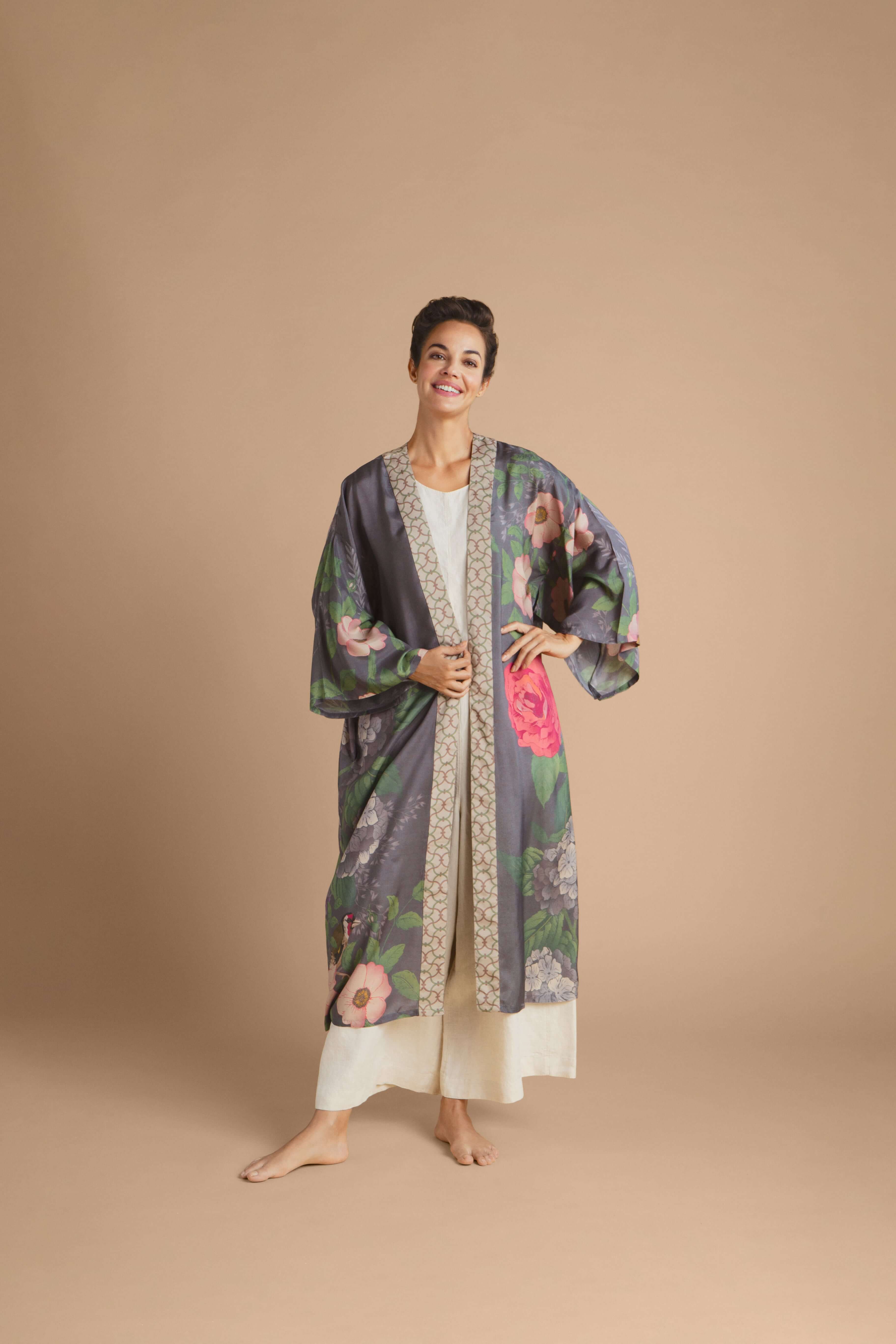 Hedgerow Kimono Gown - Pewter