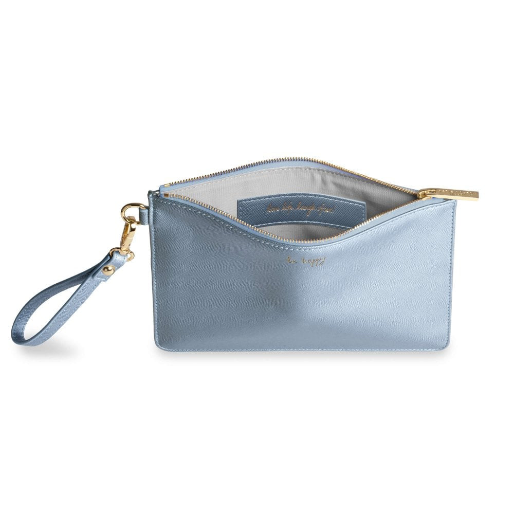 Secret Message Pouch - Be Happy - Metallic Blue - 16x24cm
