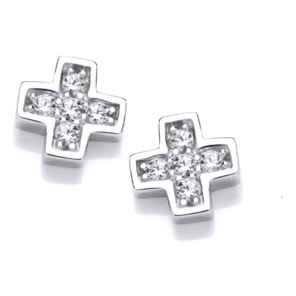 CZ Mini Crucifix Earrings