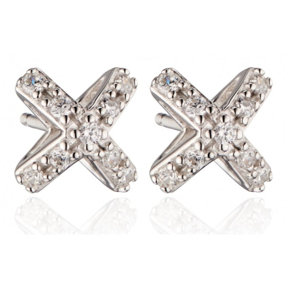 CZ Set 3D Cross Stud Earrings