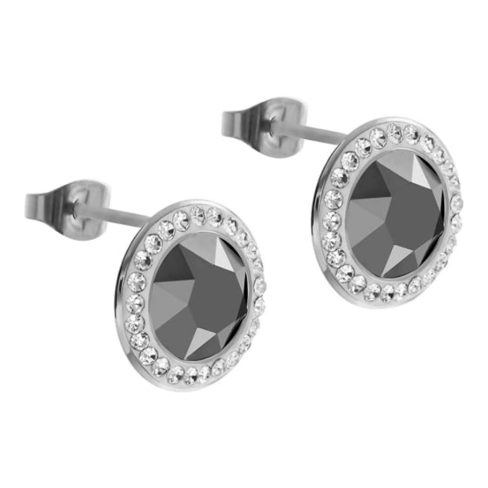 Silver 13mm Jet Tondo Deluxe Earrings