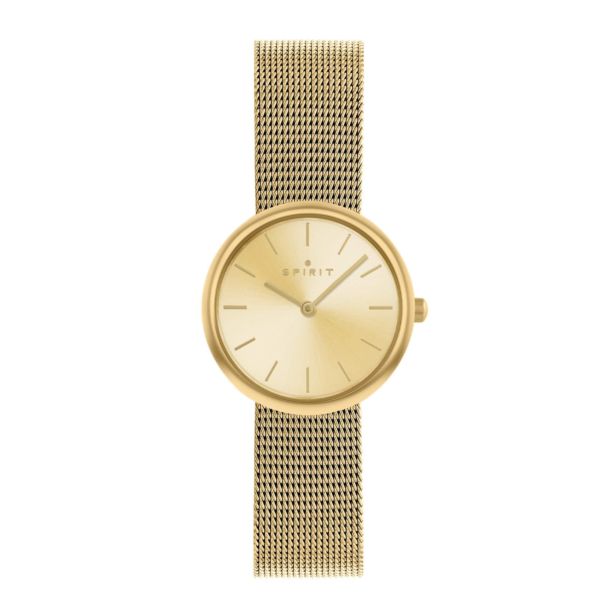 Ladies Polished Pale Gold Stainless Steel Mesh Bracelet Watch