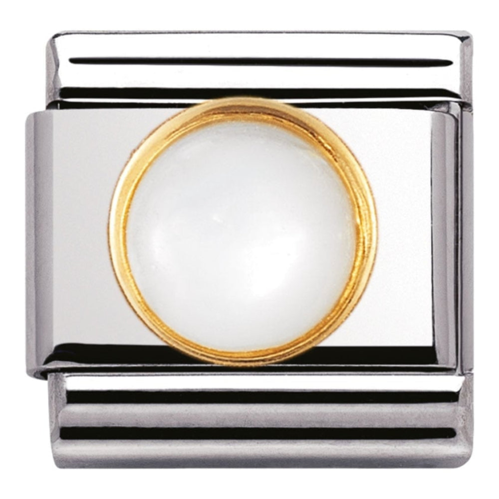 Classic White Mother Of Pearl Round Stone Link