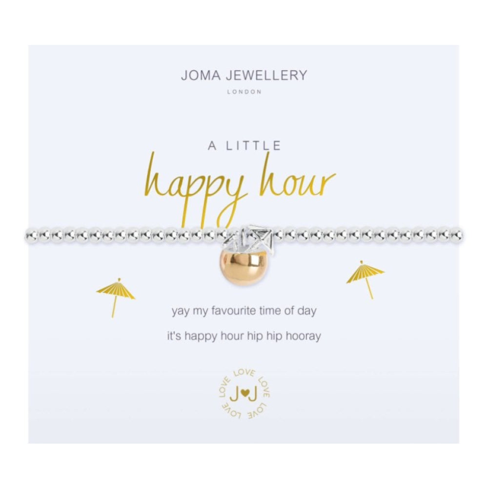 A Little - Happy Hour- Silver & Yellow Gold Charm - Silver Bracelet - 17.5cm Stretch