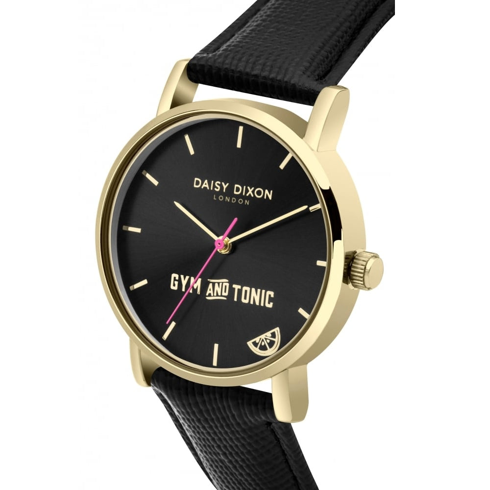 Blaire Slogan Statement Dial With Black Saffiano Strap Ladies Watch