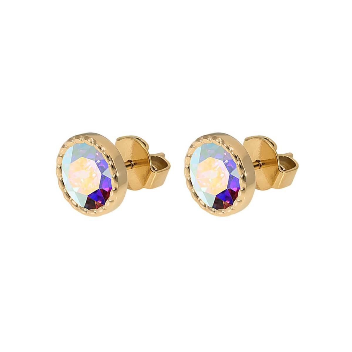 Bocconi Flat 9mm Crystal Aurora Boreale Stud (G/P)