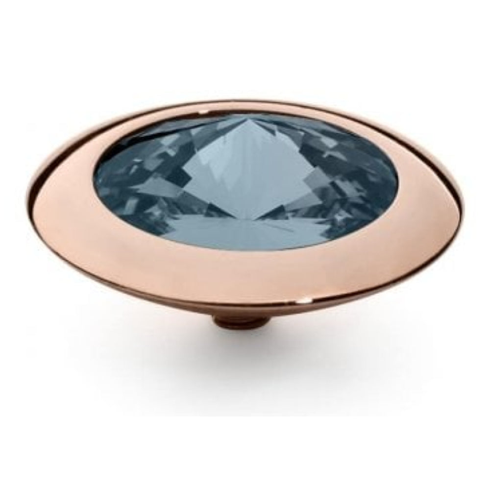 Famosa Rose Gold 16mm Tondo Ring Top Denim Blue