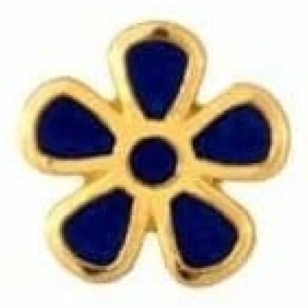 Gold Plated Flower Tie Tac With Blue Enamel