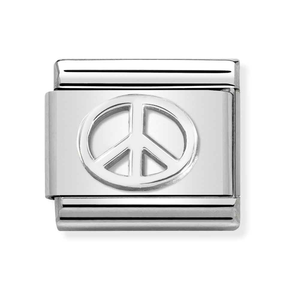 Classic Composable Link In Silver With Peace Symbol