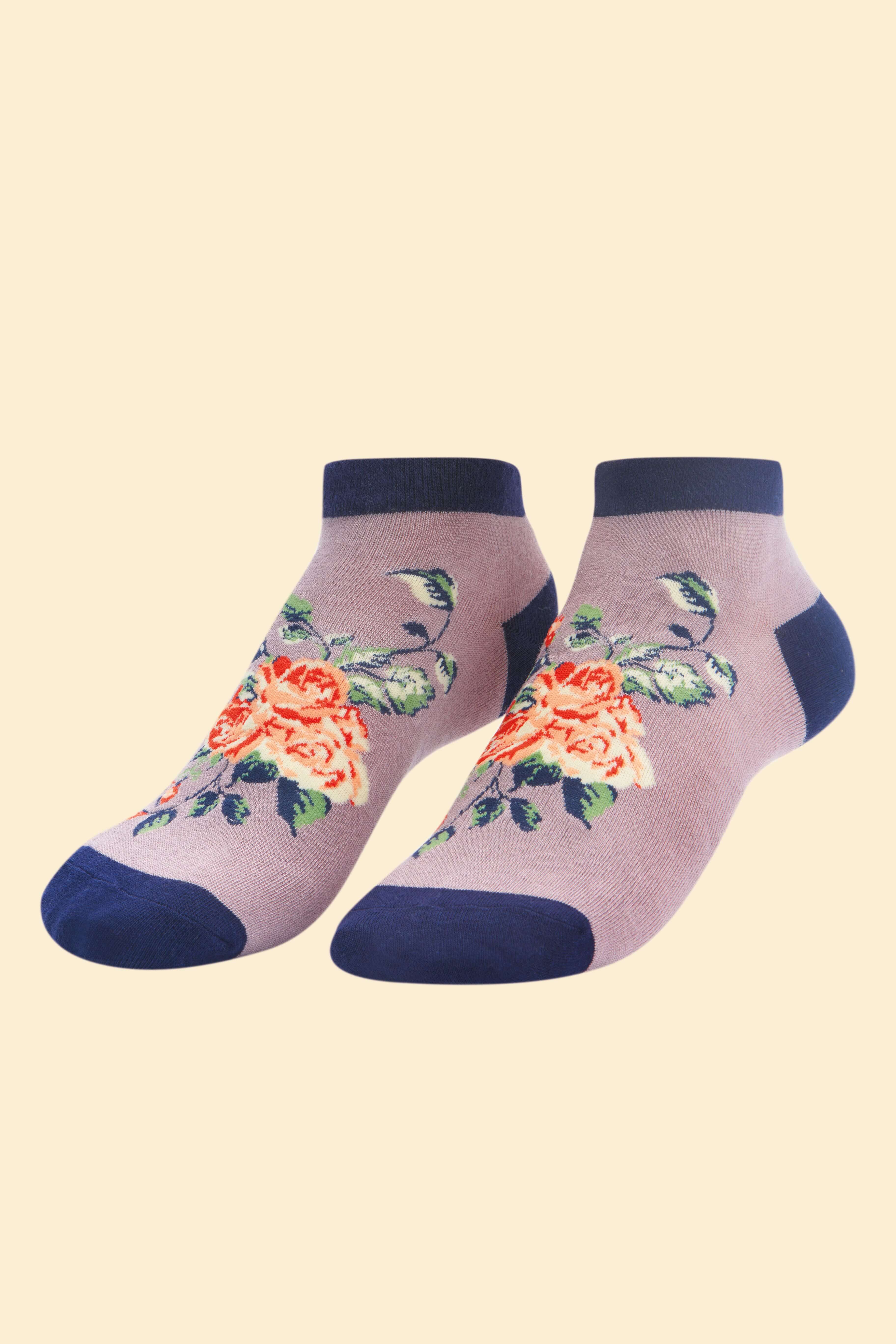 Floral Vines Trainer Socks - Lavender