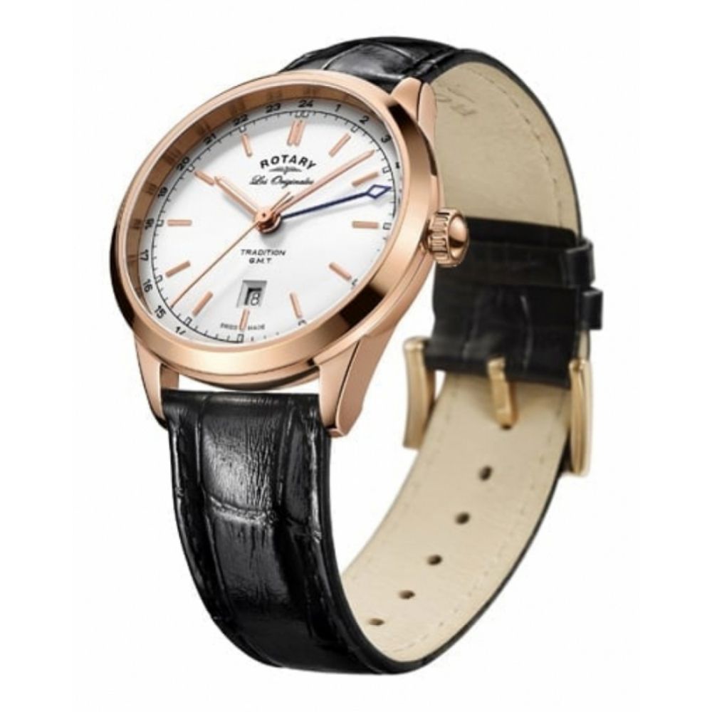 Rose Gold Swiss Made GMT function Gents Wristwatch