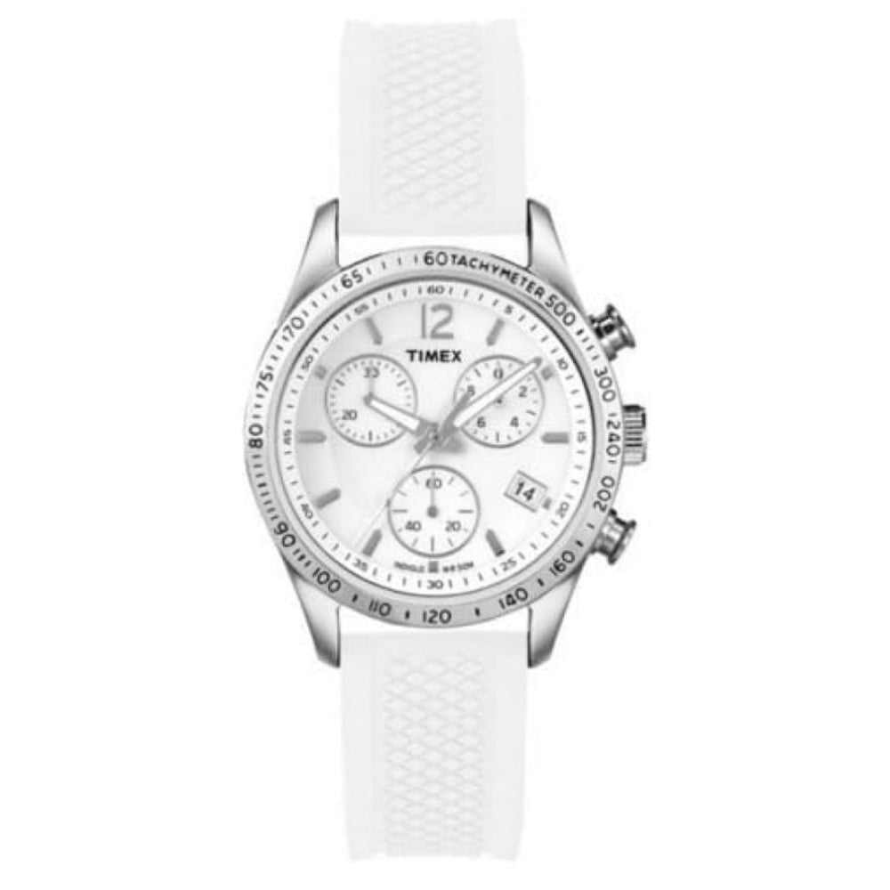 Ladies White Silicone Chronograph Watch