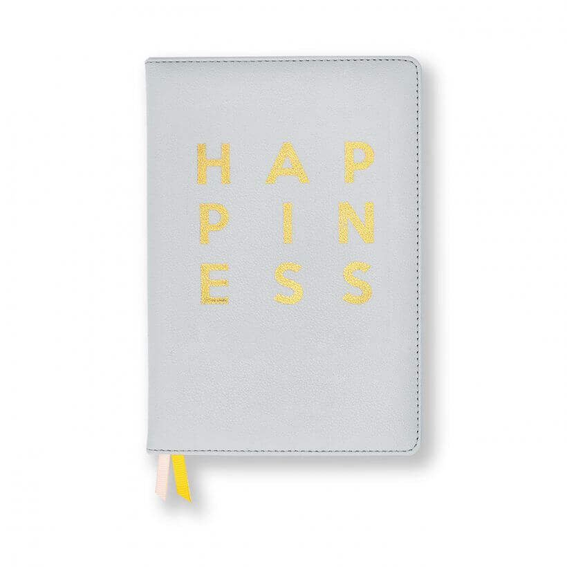 Beautifully Boxed A5 Notebook And Pen Set | Happiness | Grey