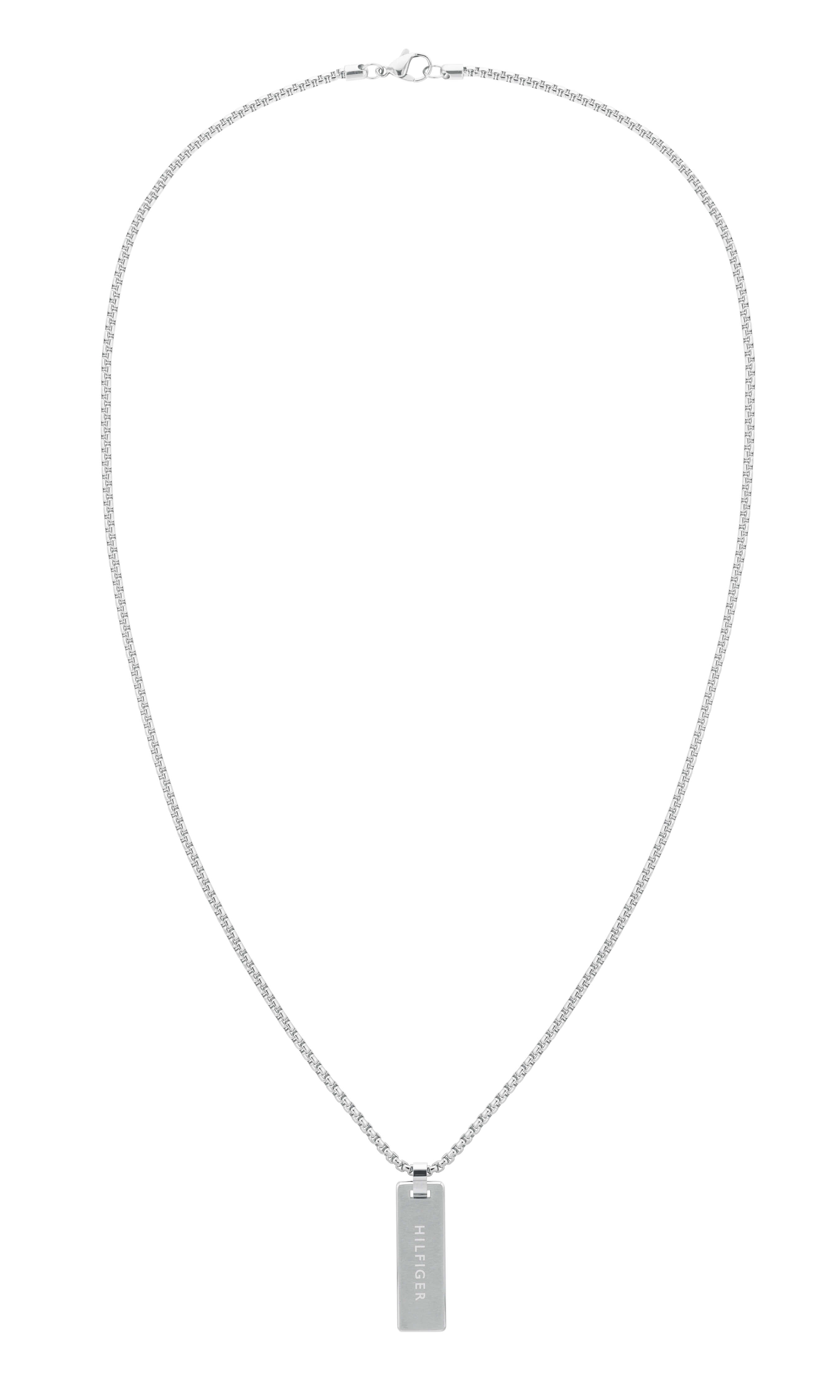 Braided Brown Leather SS Dog Tag Gents Necklace