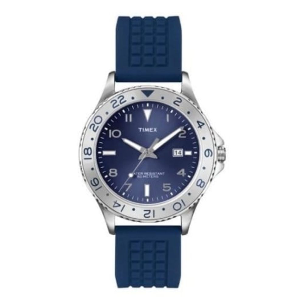 Gents Blue Rubber 3 Hand Quartz Watch