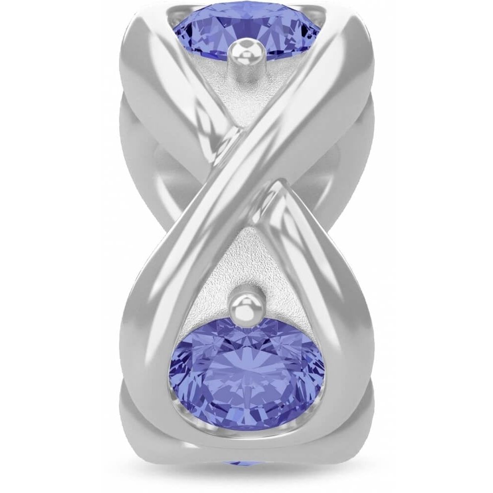 Blue CZ Sterling Silver Infinity Round Charm