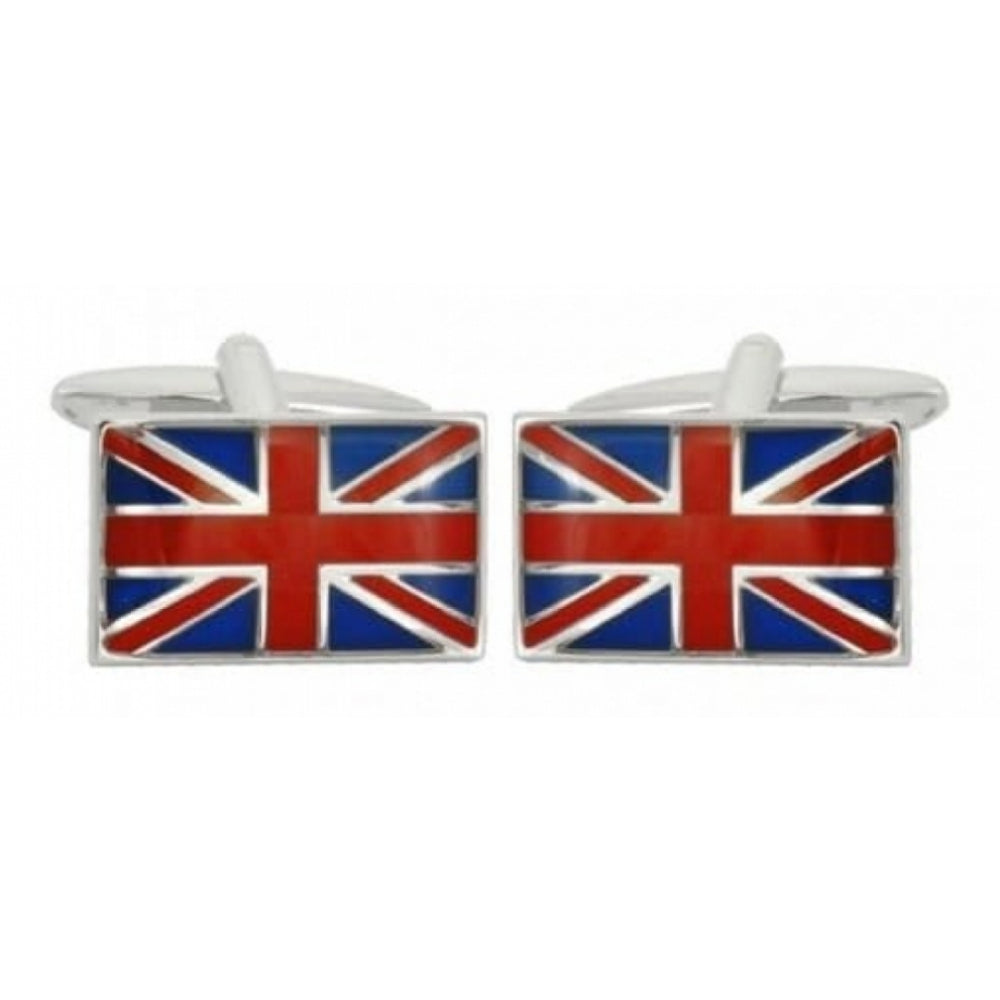 Rhodium Plated British Flag Cufflinks