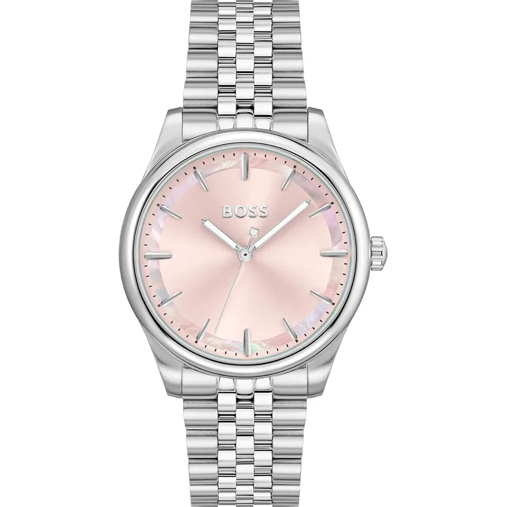 Graceful Light Pink Dial With Stainless Steel Bracelet Womens Watch