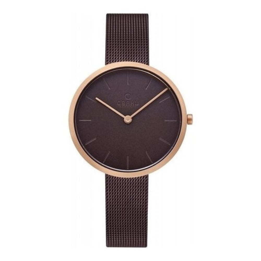 HASSEL LILLE - WALNUT Brown Mesh Strap & Dial With Rose Gold Case Ladies Watch