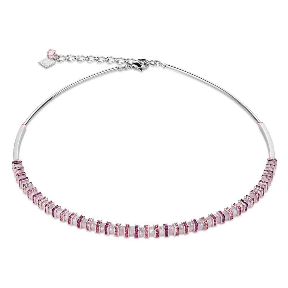 Pink Crystals & Silver Necklace