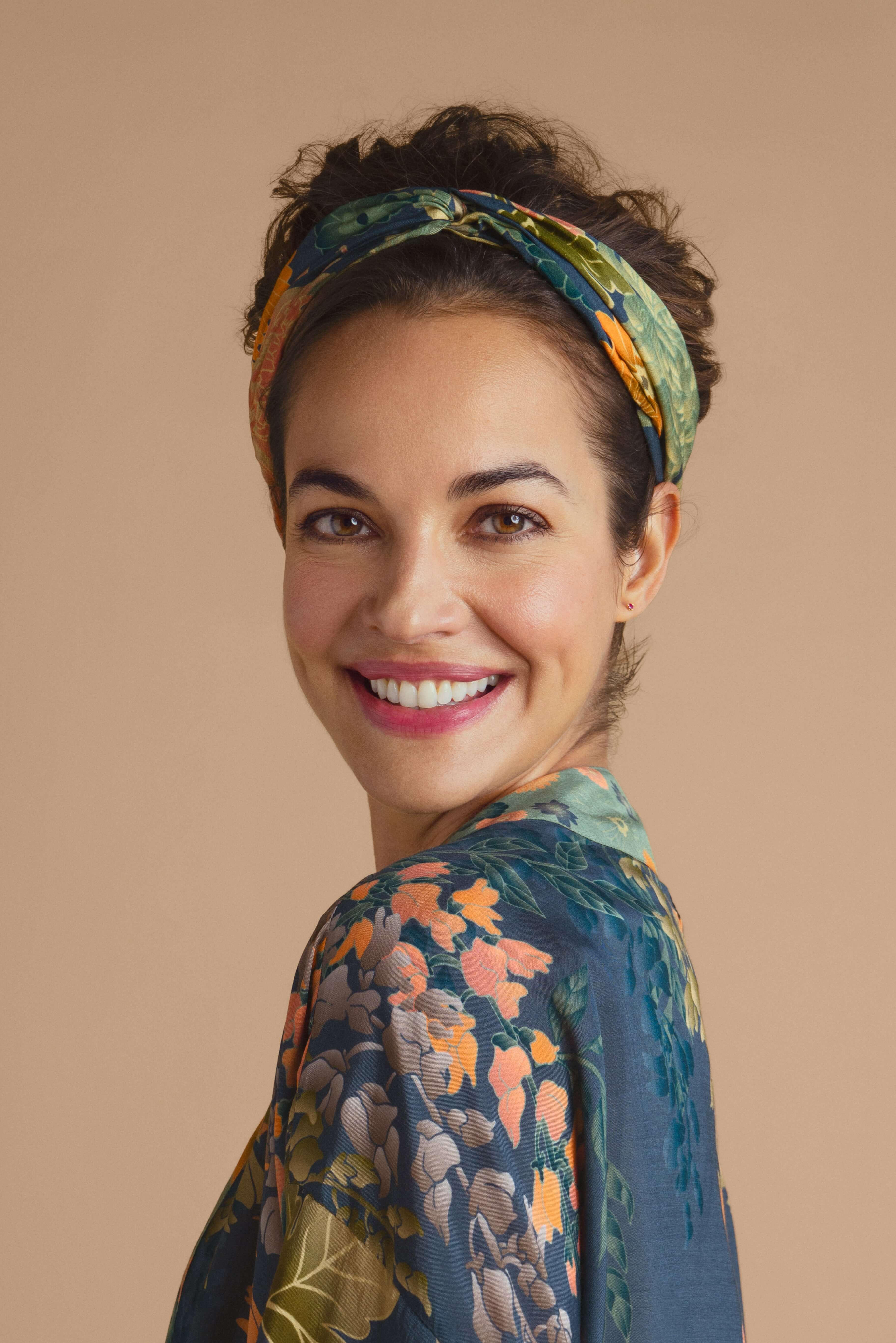 Trailing Wisteria Elasticated Headband - Ink