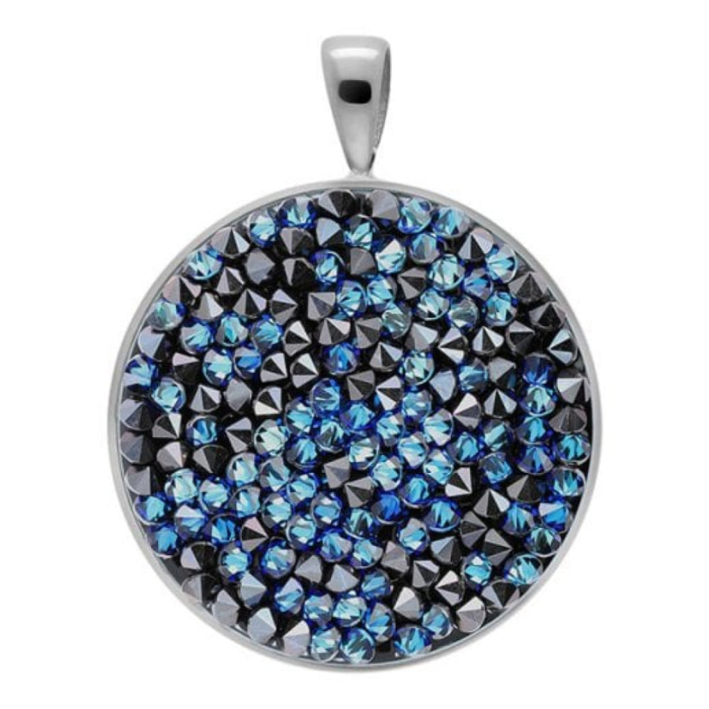 Pendant Tirano Big 25mm Bermuda Blue Crystals In Silver