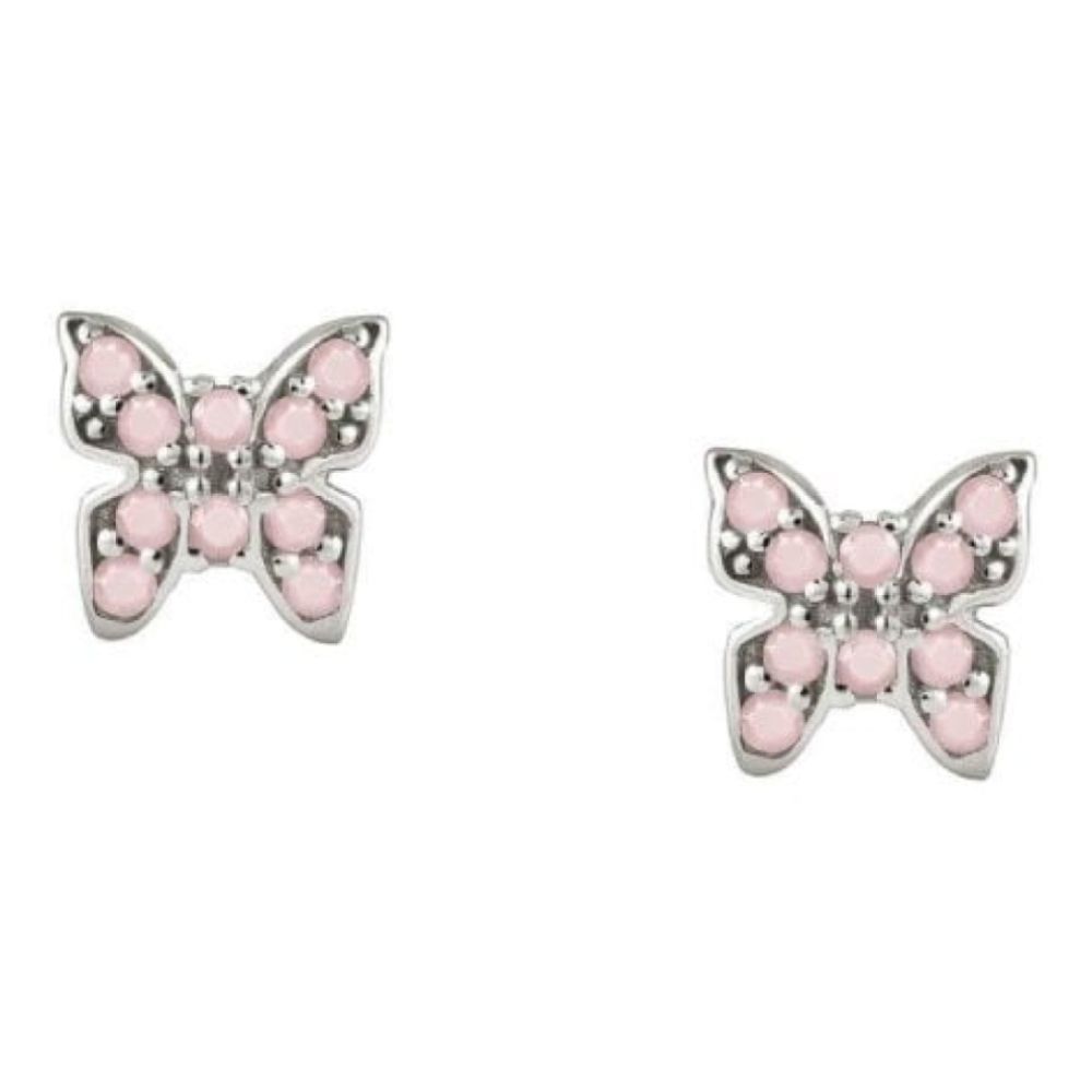 Gioie 925 Silver Earrings And Cubic Colored Zirconia (018_Silver Butterfly)