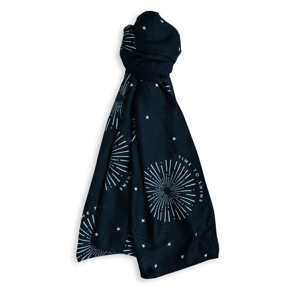 SENTIMENT SCARF - TIME TO SHINE - navy - 184x86cm