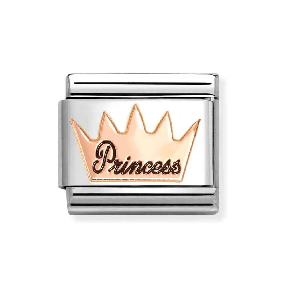 Composable Classic PRINCESS With Crown Link In 9K RG & Enamel