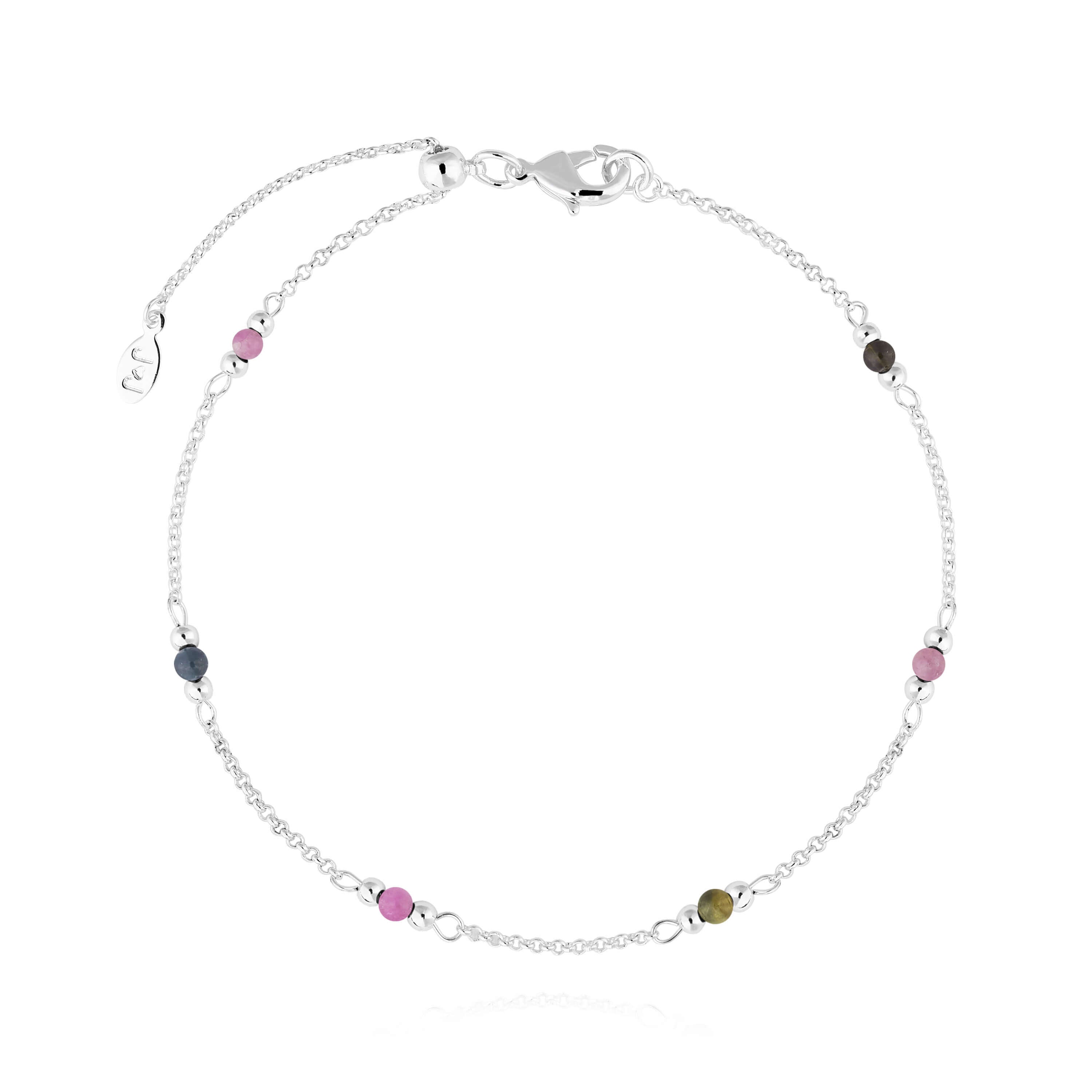 Anklet | Birthstone October Tourmaline | Silver | 26cm Adjustable