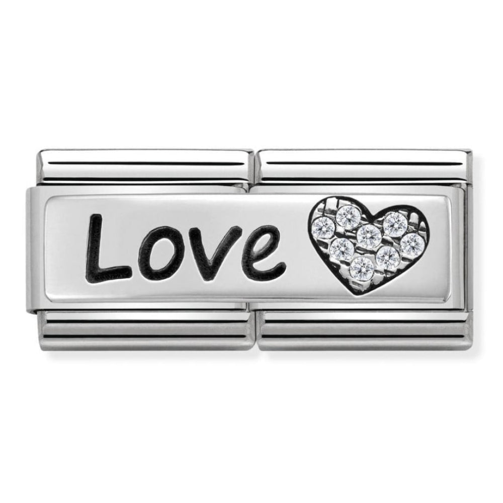 Classic Double Love & Heart Silver CZ Link