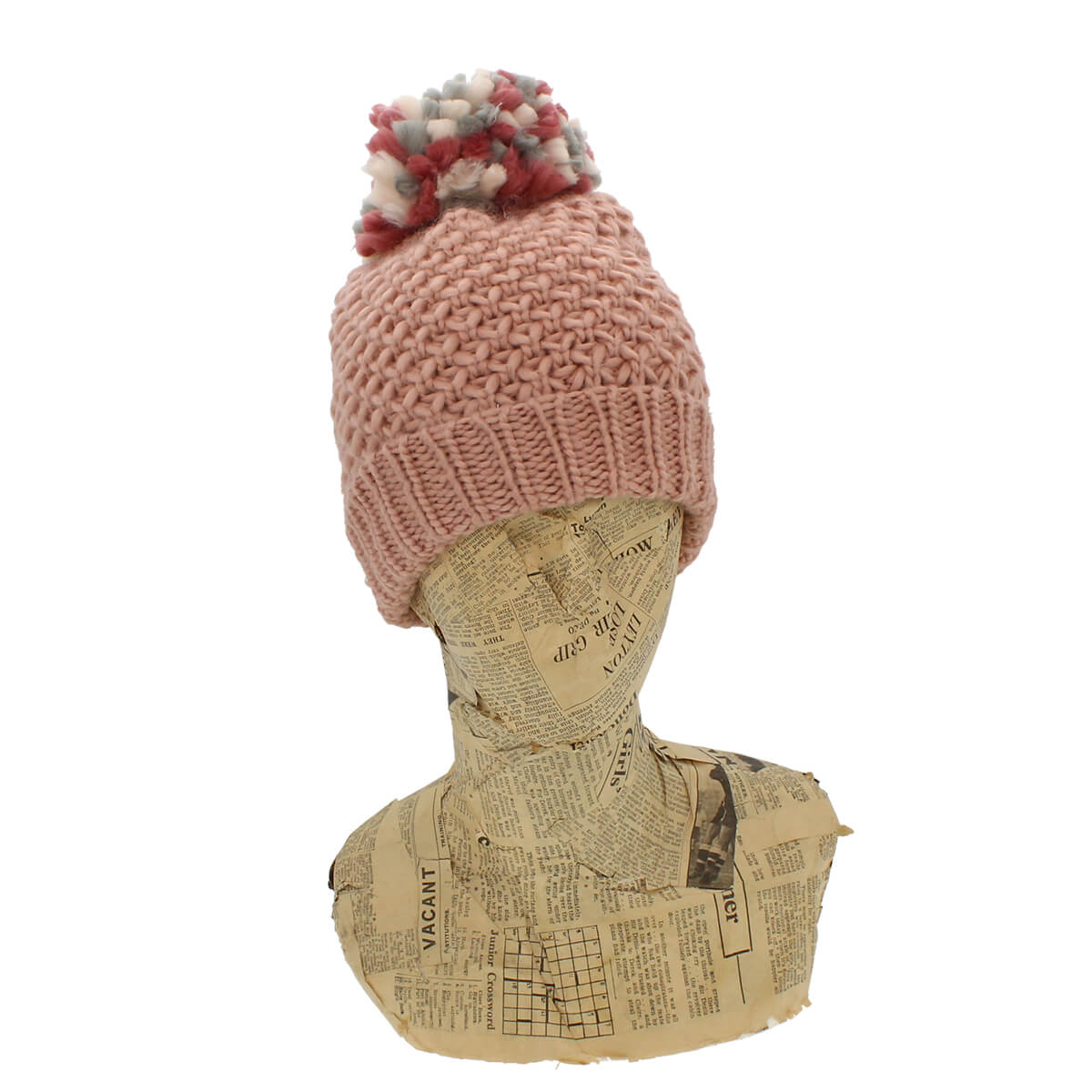 Sara Pink Knitted Pom Pom Hat